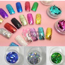 Decoratiuni pentru unghii DC006 din paiete Romb Metalice colorate, set 12 bucati